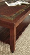 Transitional Slate Top Brown Coffee Table - Davenport-2