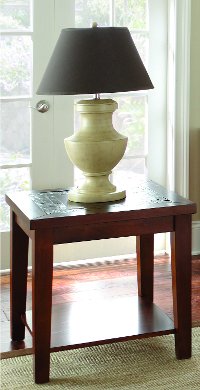Transitional Slate Top Brown End Table - Davenport