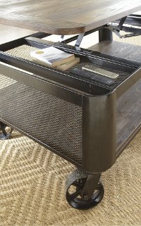 Modern Brown Lift Top Coffee Table with Wheels - Barrow-2