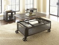 Modern Brown Lift Top Coffee Table with Wheels - Barrow-5