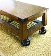 Rustic Brown Coffee Table with Wheels - Hailee-2
