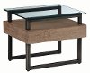 Modern Brown End Table with Glass Top - Slade