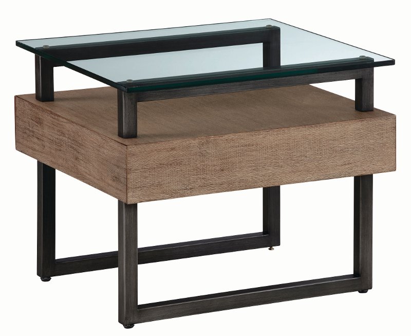 Rustic Brown End Table With Glass Top Slade