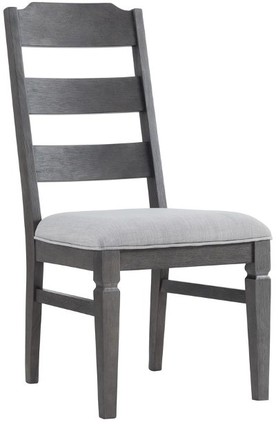 Pewter Brown Ladder Back Upholstered Dining Chair - Foundry