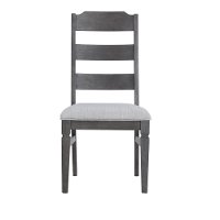 Pewter Brown Ladder Back Upholstered Dining Chair - Foundry-2