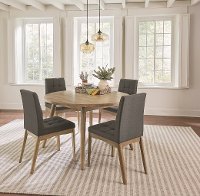 Mid Century Modern Oak & Gray Upholstered Dining Chair - Barcelona-2