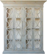 FSI-ALV-842BKS/CABNT Traditional Distressed Gray and White Cabinet - Merchant