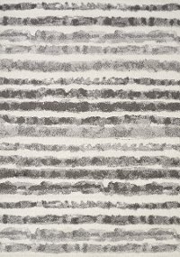 5 x 8 Medium White and Grey Striped Area Rug - Focus