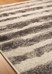 5 x 8 Medium White and Grey Striped Area Rug - Focus-2