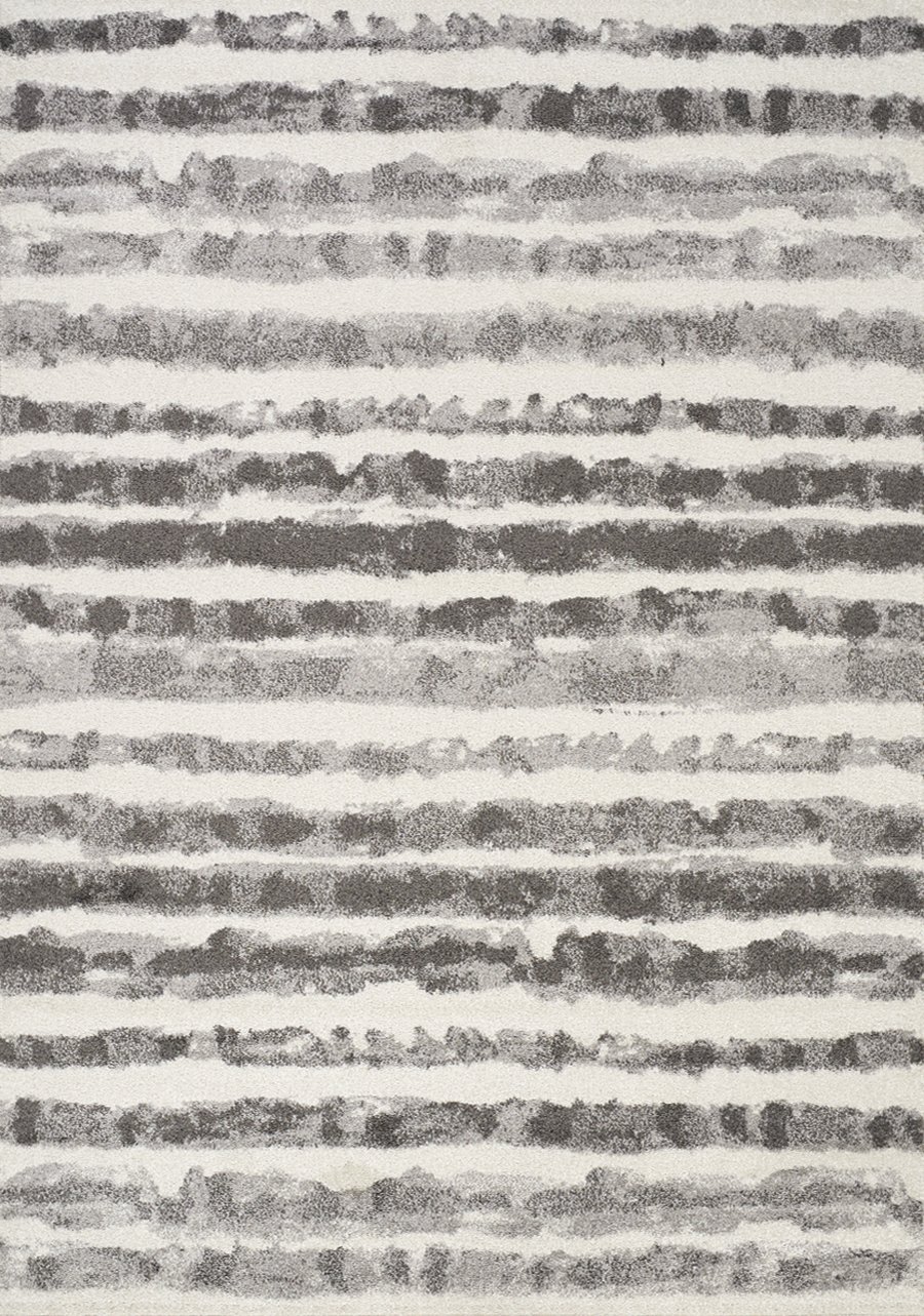 8 x 11 X-Large White and Grey Striped Area Rug - Focus-1
