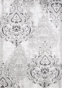 8 x 11 Large Elegant White and Gray Area Rug - Platinum