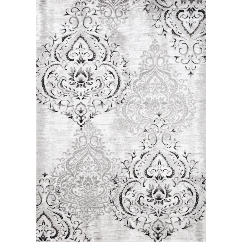 8 x 11 X-Large Elegant White and Gray Area Rug - Platinum