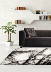 2 x 4 X-Small Gray and Black Distressed Area Rug - Platinum-2