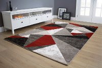 5 x 8 Medium Gray, Red and White Area Rug - Platinum-2