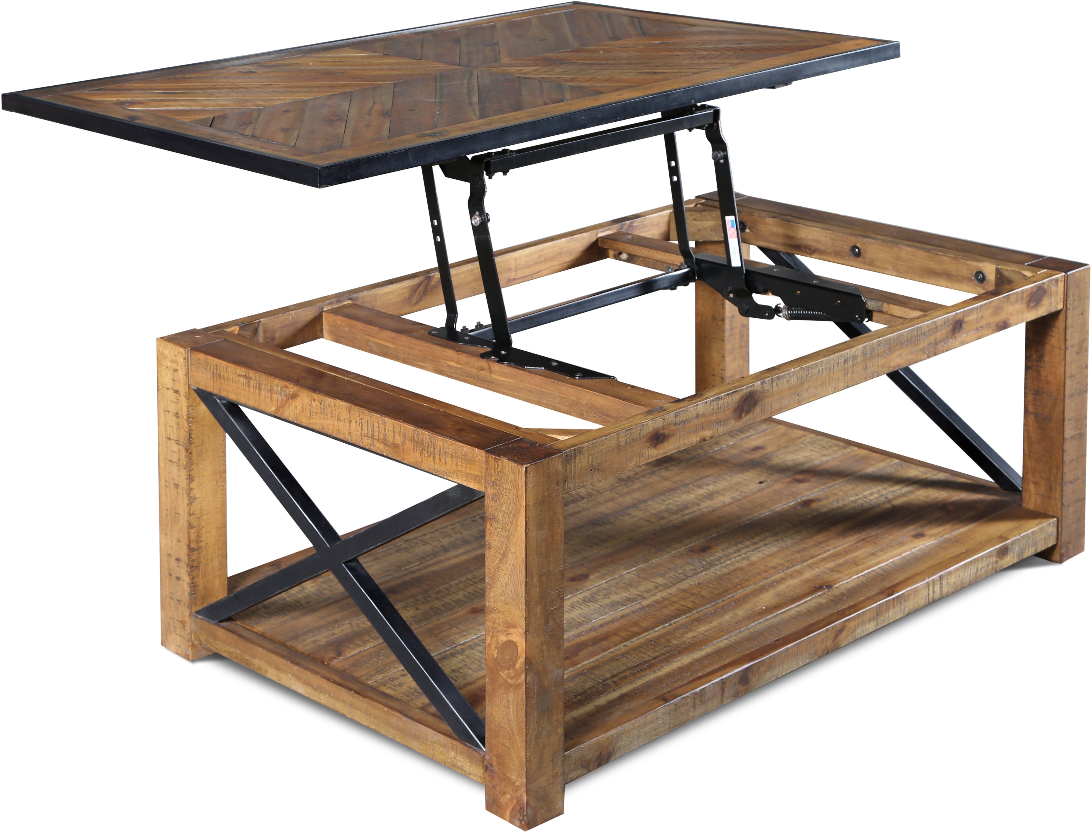 Transitional Medium Brown Lift Top Coffee Table - Penderton-2