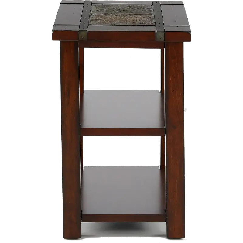 Roanoke Slate and Cherry Brown Chairside Table