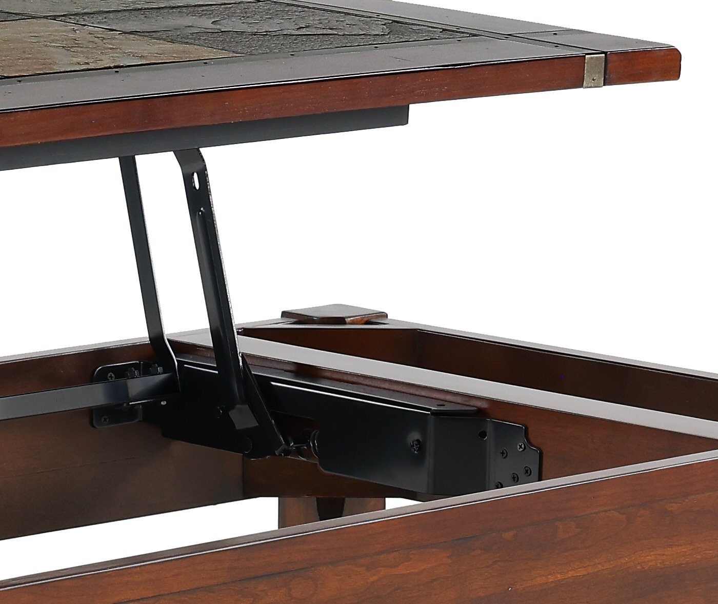 Roanoke Cherry Brown Coffee Table with Slate Lift-top-2