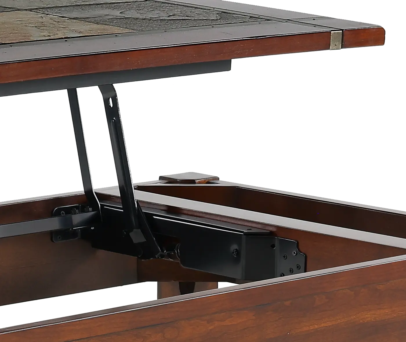 Roanoke Cherry Brown Coffee Table with Slate Lift-top-2