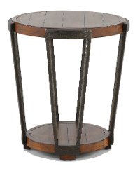 Antique Rustic Brown Round End Table - Yukon