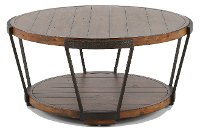 Antique Rustic Brown Round Coffee Table - Yukon