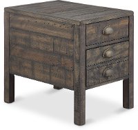 Aged and Distressed Brown End Table - Vernon