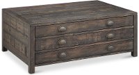 Aged and Distressed Brown Coffee Table - Vernon