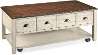 Distressed White and Brown Coffee Table - Bellhaven
