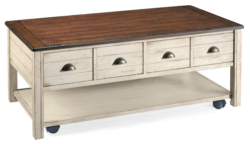 Distressed White And Brown Coffee Table Bellhaven Rc Willey Distressed White And Brown Coffee Table Bellhaven Rc Willey Furniture