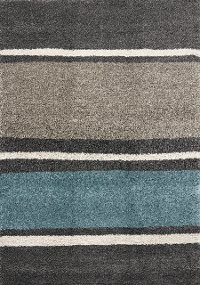 7 x 10 Large Striped Gray, Taupe and Teal Blue Rug - Maroq