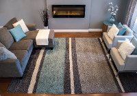 7 x 10 Large Striped Gray, Taupe and Teal Blue Rug - Maroq-2