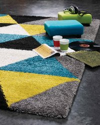 5 x 8 Medium Geometric Gray, Yellow and Teal Blue Rug - Maroq-2