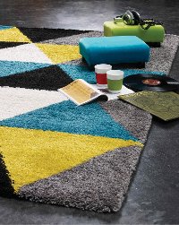 8 x 11 Large Geometric Gray, Yellow and Teal Blue Rug - Maroq-2