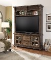 Two Tone Brown 2 Piece Antique Entertainment Center - Vintage