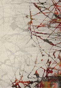 8 x 11 Large Geometric Cream and Red Area Rug - Safi