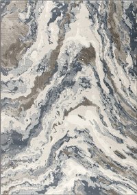 8 x 11 Large Distressed Blue and Brown Area Rug - Intrigue