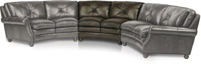 Classic Dark Gray Curved Armless Loveseat - Suffolk
