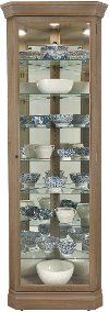 Aged Gray Corner Curio Cabinet - Delia