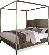 Modern Carbon Gray Queen Canopy Bed - Joelle
