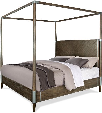 Modern Carbon Gray Queen Canopy Bed - Joelle