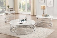 Round Marble and Silver Large Coffee Table - Brassica-3