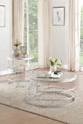 Round Marble and Silver Coffee Table - Brassica