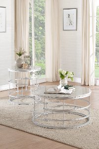 Round Marble and Silver Coffee Table - Brassica