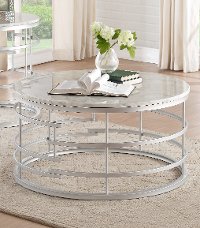 Round Marble and Silver Coffee Table - Brassica-2
