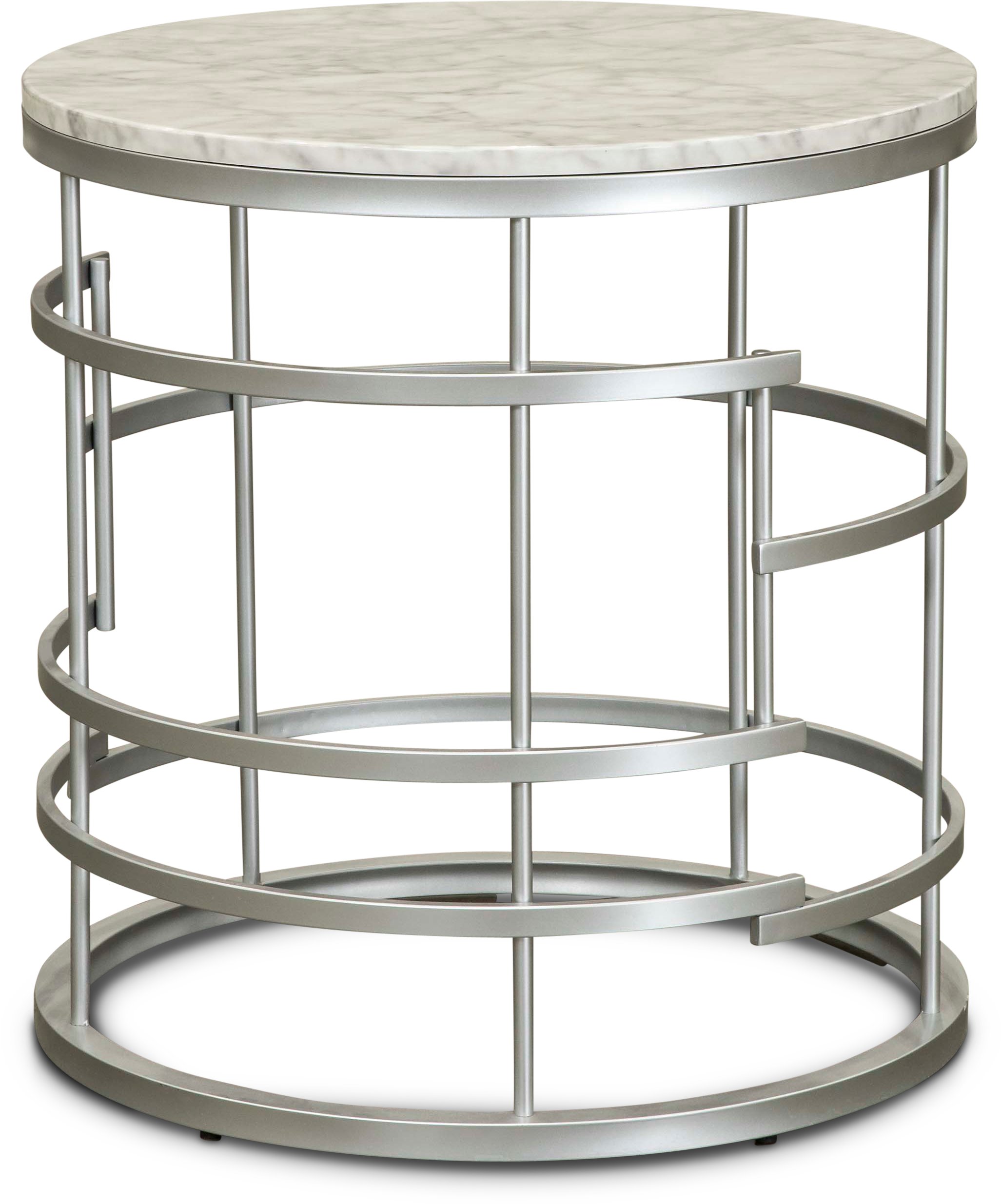 Round Marble and Silver End Table - Brassica-2