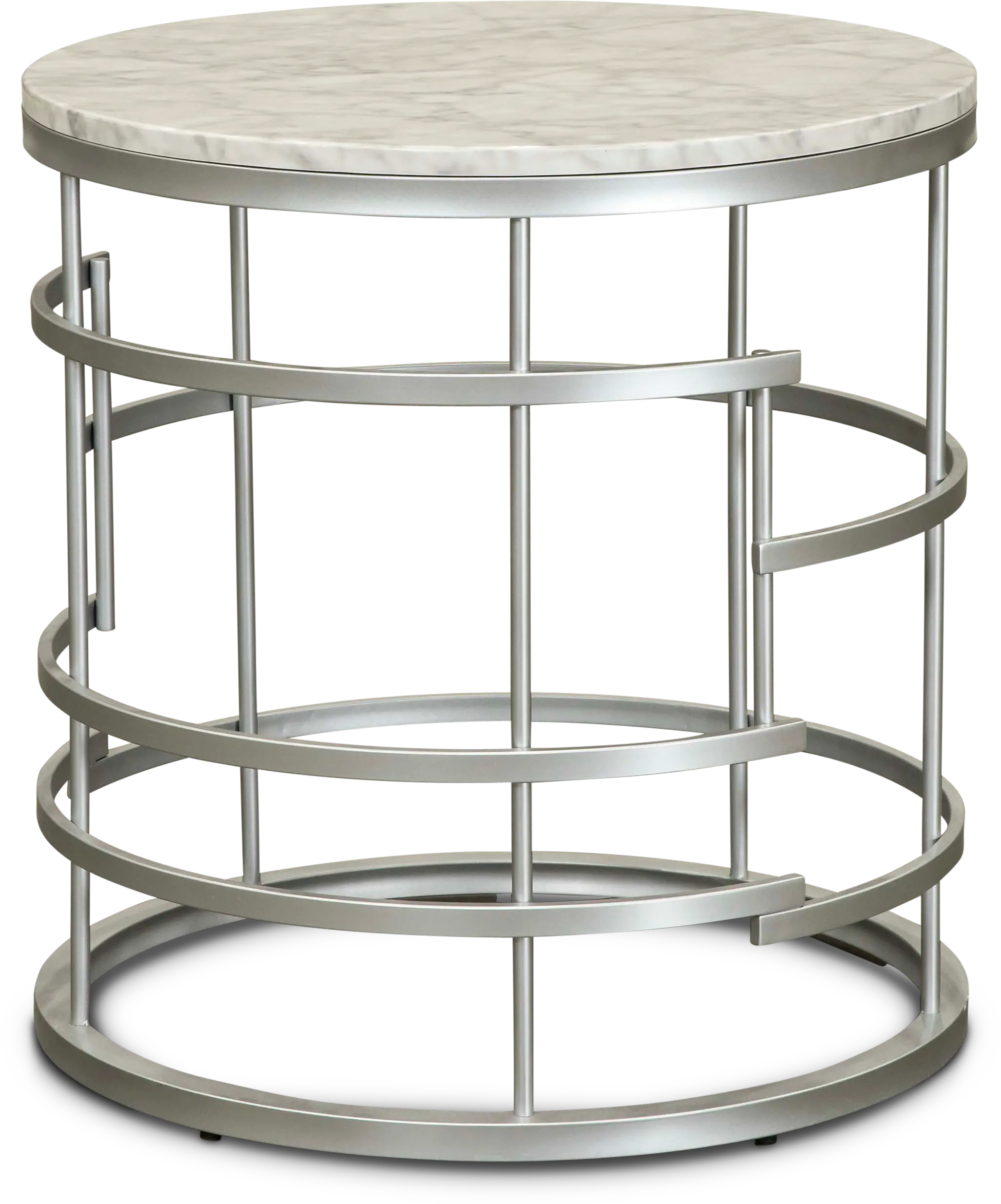 Round Marble and Silver End Table - Brassica-2