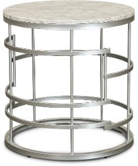 Round Marble and Silver End Table - Brassica-2