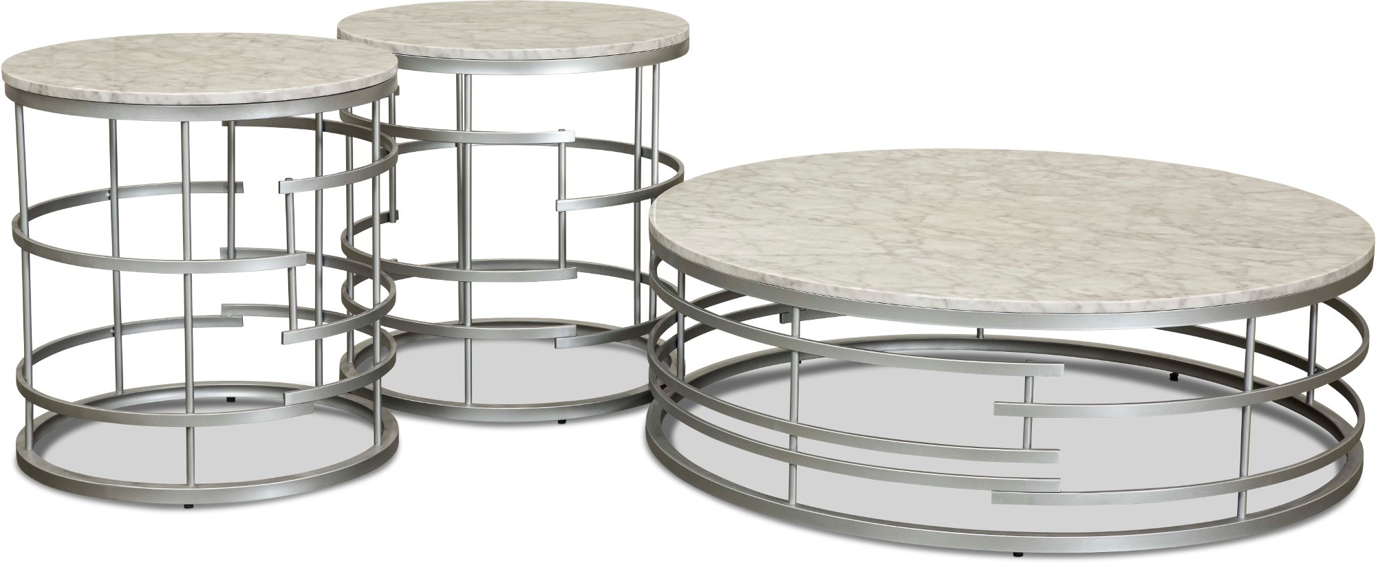 Round Marble and Silver End Table - Brassica-4