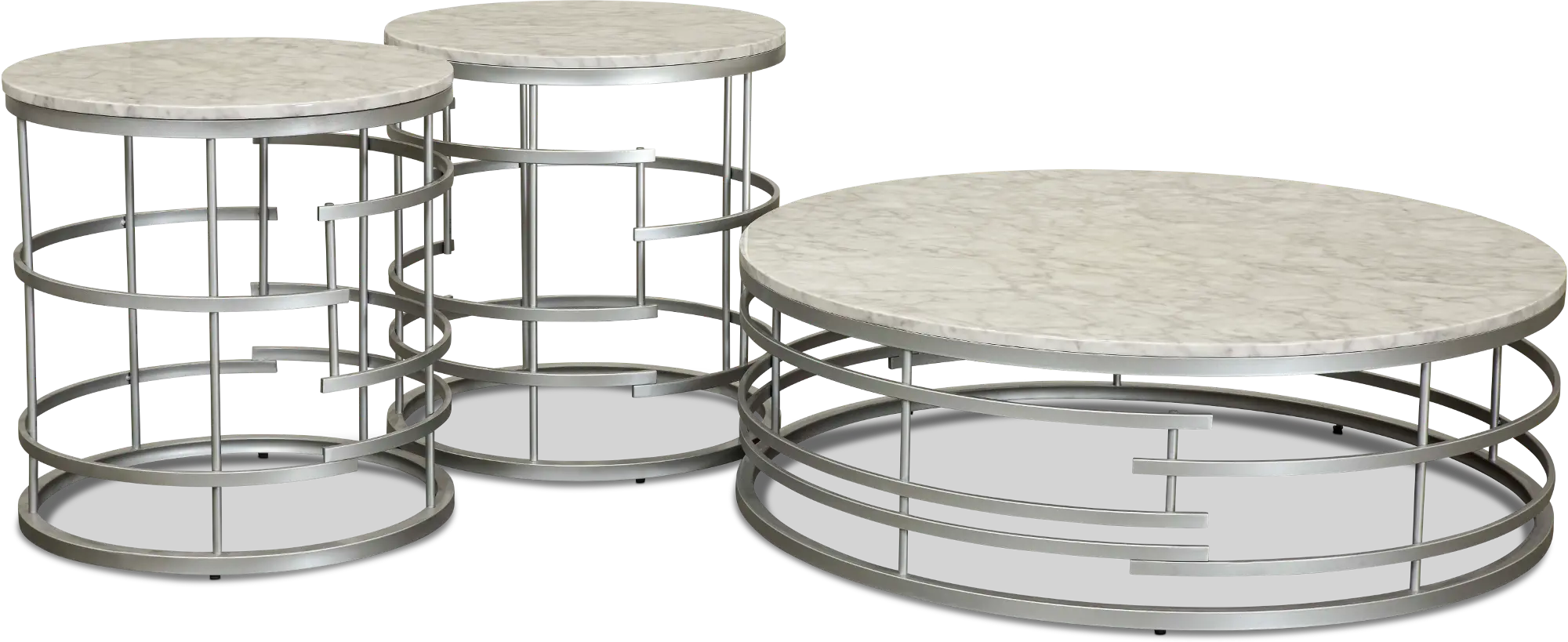 Round Marble and Silver End Table - Brassica-4