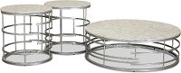 Round Marble and Silver End Table - Brassica-4