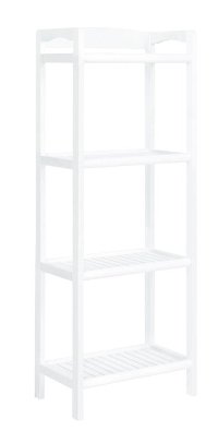 White Solid Wood Tall Bookcase-Media Tower